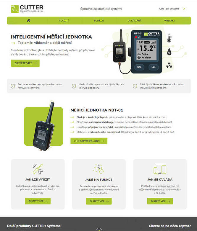 realizovaný webdesign - Měřicí jednotka NTB-01