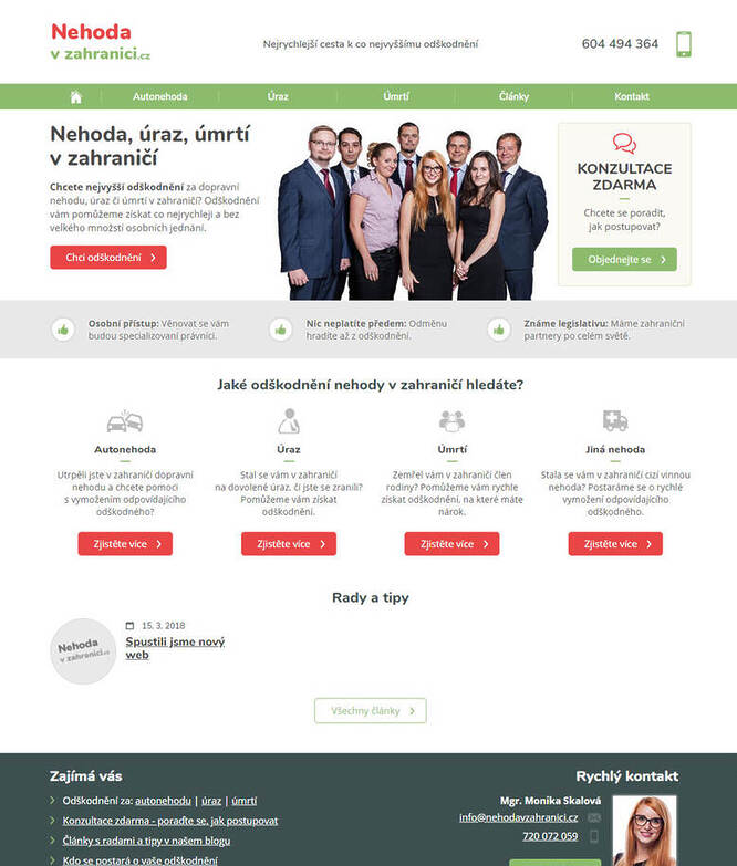 Webdesign - Nehoda v zahraničí