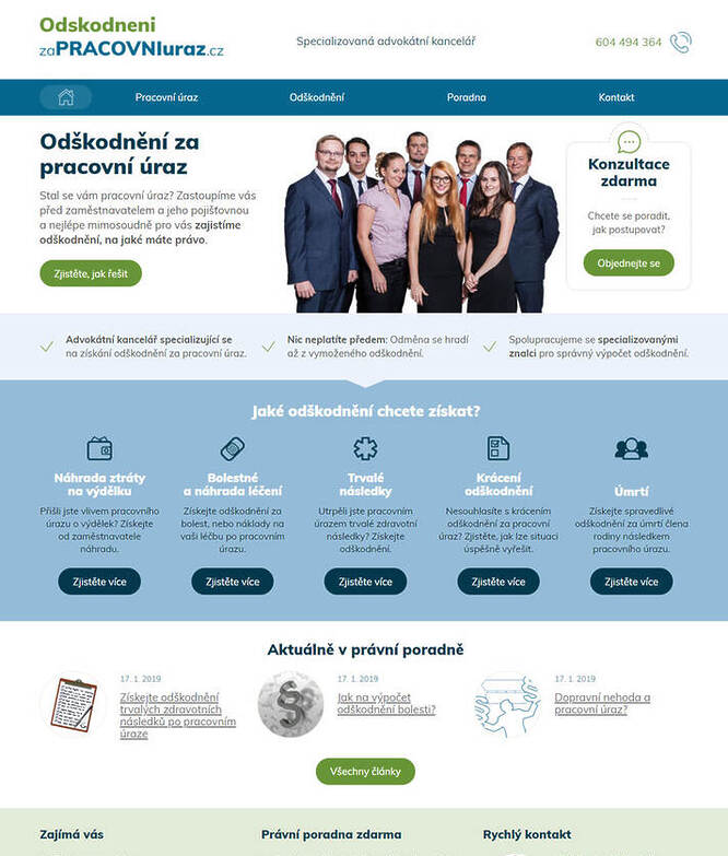 webdesign - Odškodnění za pracovní úraz