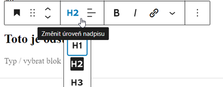 WordPress - volba nadpisu