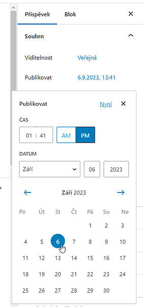 WordPress -&nbsp;naplánování publikace článku
