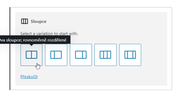 WordPress: vložení sloupců